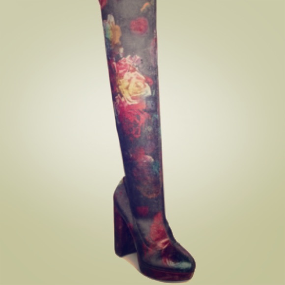Madden Girl Shoes - New Madden Girl Over-The-Knee Boot, Black Floral
